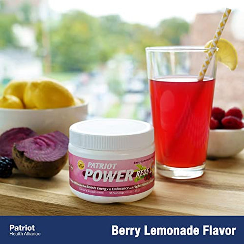 PATRIOT HEALTH ALLIANCE - Patriot Power Reds: Pó Energizante de Probióticos Antioxidantes, Super Reds em Pó, Ideal para Shakes ou Adicionar Água, Mais de 50 Superfoods, Aumenta a Energia