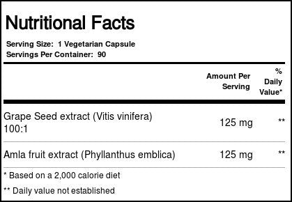 Cápsulas Vegetarianas, Activin Semente de Uva com Amla, 90 Unidades - Paradise Herbs