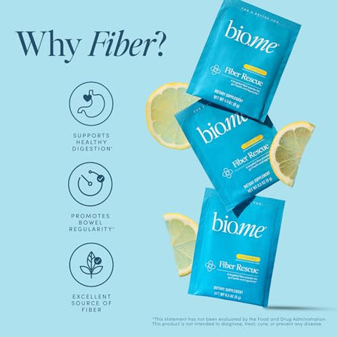 Bio.me - Fiber Rescue Limonada 20 Sachês de Viagem – Pó de Casca de Psyllium para Saúde Digestiva