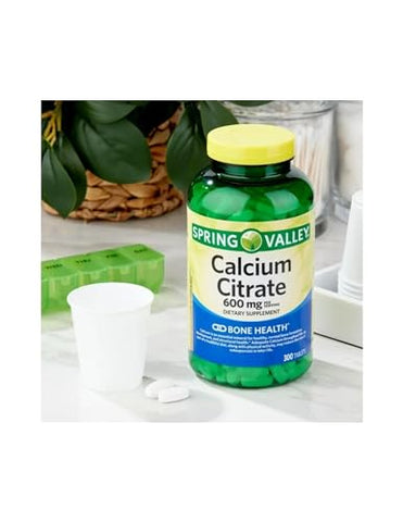 STS Home - Spring Valley Citrato de Cálcio 600 mg, 300 Comprimidos – Fortalecimento Ósseo