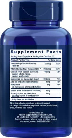 Life Extension - Bone Restore com Vitamina K2 120 Cápsulas-Pack-3 | Restauração Óssea | Marca: Bone Restore