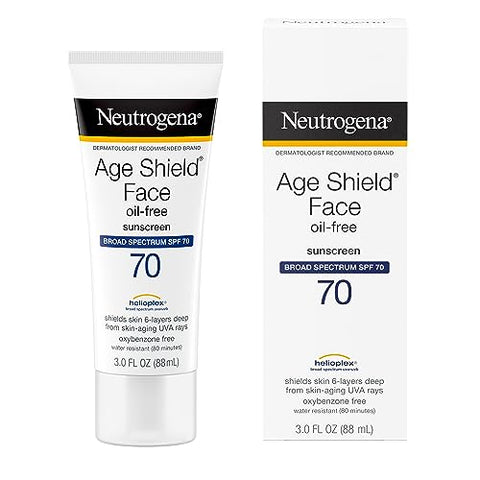 Protetor Solar Neutrogena Age Shield FPS 70, Livre de Óleo, Hidratante Não Comedogênico para Prevenir Sinais de Envelhecimento, 90 ml (Pack…)