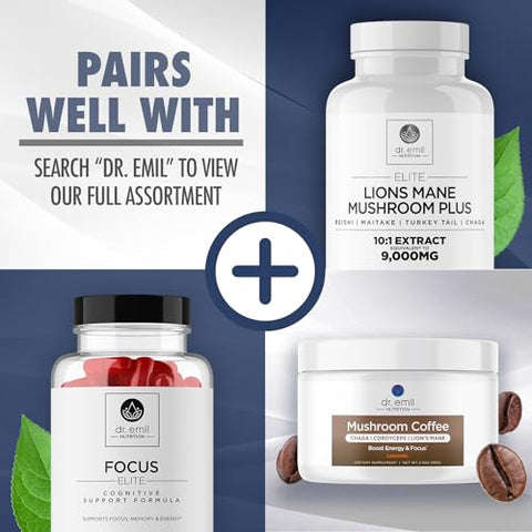 DR. EMIL NUTRITION - Elite 5-HTP 200 MG com Extrato de Raiz de Kava, Magnésio – Potencialize seu Bem-Estar!