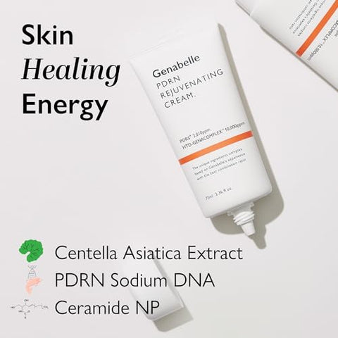 Genabelle - Creme Rejuvenescedor PDRN – Hidratante Leve com PDRN, CICA e Ácido Hialurônico – Fórmula Nutritiva, Hidratante e Calmante – 70ml
