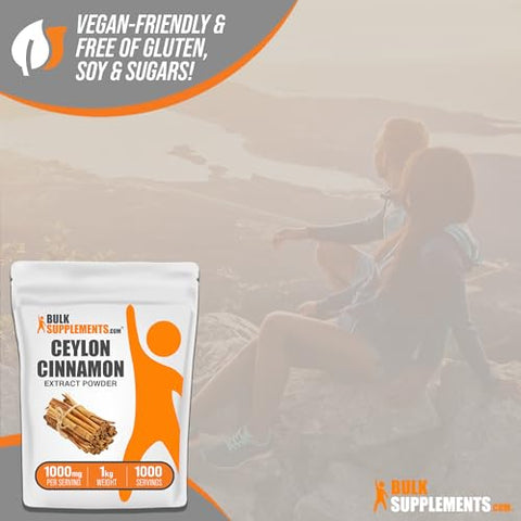com Extrato de Canela do Ceilão em Pó – Extrato de Canela, Canela do Ceilão – Suplemento de Canela, Pacote de 1 – Livre de Glúten - BulkSupplements