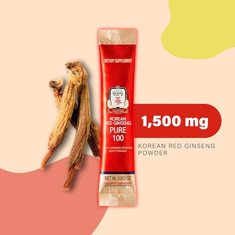 JUNG KWAN JANG - JungKwanJang Extrato Puro de Ginseng Vermelho Coreano em Pó, 28 Sachês – Marca JungKwanJang