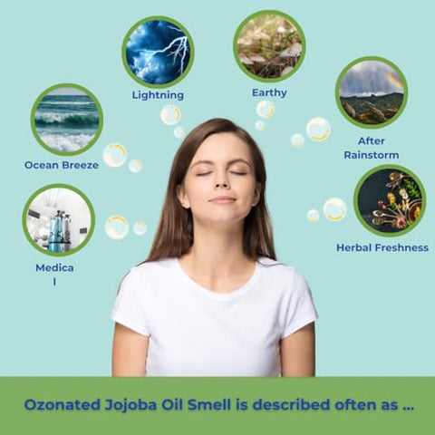 Pur O3 - Óleo de Jojoba Ozonado Puro, Natural e Orgânico – Cuidados com a Pele com Óleo de Jojoba Ozonado, Oxigenado – Óleo de Ozônio em Frasco de Vidro, 60 ml