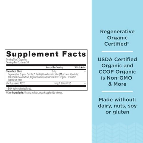 Limpeza do Fígado Certificada Orgânica Regenerativa com Cardo Mariano e Bardana – 60 cápsulas - Ancient Nutrition