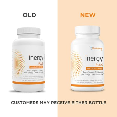 InergyPLUS | Vitaminas Energéticas para Mulheres, Fadiga, Suplementos Naturais de Energia para Foco | Vitamina B12, Ácido Fólico, Rhodiola Rosea, Cordyceps, CoQ10, Livre de Cafeína | - BB Company