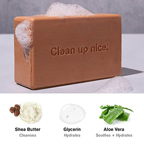 Sabonete em Barra para Corpo e Cabelo Amber Sandalwood com Manteiga de Karité, Aloe Vera e Glicerina para Limpar, Hidratar e Suavizar a Pele – Naturalmente Derivado, Zero Danos – 100g - Every Man Jack