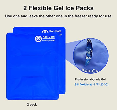 Gel Flexível Reutilizável Koo-Care para Lesões – Compressa Quente e Fria para Alívio de Dor, Inchaço e Fisioterapia – Indicado para Ombro, Braço, Costas, Quadril, Joelho, Canela e Pé (L, 11″)