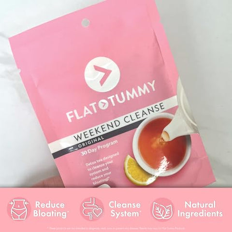 Flat Tummy Tea - Chá Detox Flat Tummy Weekend Cleanse – Programa de 30 Dias – Limpeza Natural do Cólon com Sene e Raiz de Dente-de-leão, Alívio de Inchaço para Mulheres – Suporte à Digestão com Desintoxicação