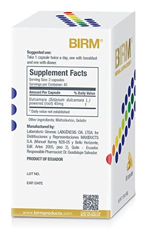Suplemento Herbal Preventivo para um Sistema Imunológico Saudável – Extrato Natural de Apoio – Fabricado no Equador, Frasco com 90 Cápsulas (40MG) - BIRM