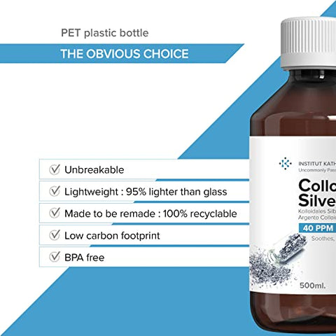 Institut Katharos - Premium Prata Coloidal 40ppm 1000ml ● Fórmula de Concentração Ótima, Partículas Menores, Melhores Resultados ● Certificado Laboratorial ● Prata Líquida Fabricada na UE ● Frasco Spray Grátis