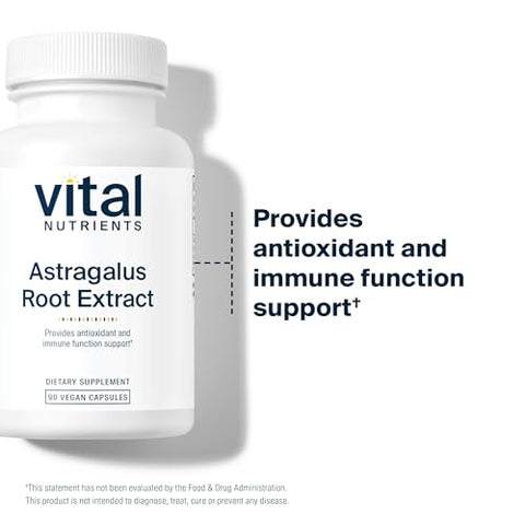 Extrato de Raiz de Astragalus – Fórmula Vegana – Suporte Herbal para o Sistema Imunológico – 90 Cápsulas Vegetarianas por Frasco – 300 mg - Vital Nutrients