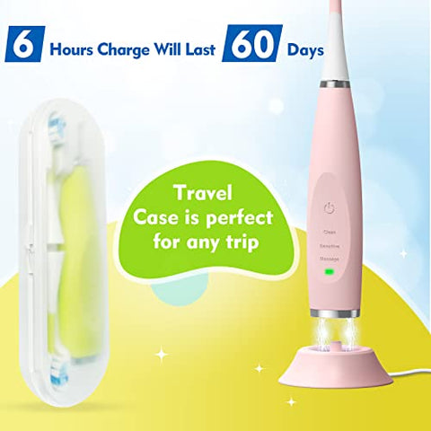 FUMEIKANG - Escova de Dentes Elétrica Infantil Recarregável Sonic Presente para Meninos e Meninas com Temporizador Inteligente – Azul 3 4 5 6 7 8 9 10 11 12 (Azul)