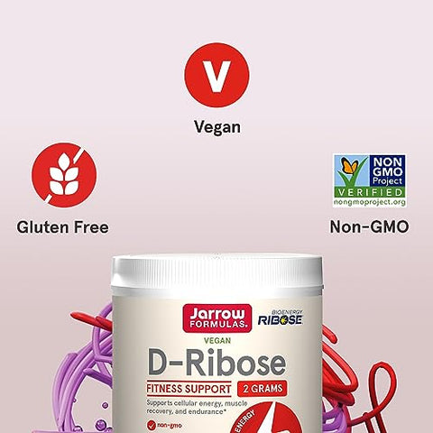 D-Ribose 2g: Suporte para Fitness, Recuperação Muscular e Resistência, 200g - Jarrow Formulas