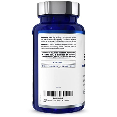 EnzymeMD – Suplemento de Enzimas Digestivas – Fórmula Médica | 18 Enzimas à Base de Plantas – Gases - 1MD Nutrition