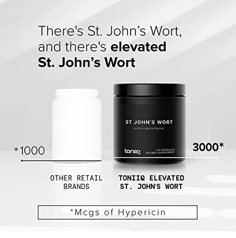 Toniiq - Cápsulas de Hipérico Ultra Forte de 1.000mg (Não-OGM) – Extrato Concentrado 7X – 0,3% Hipericina – Altamente Purificado e Bioacessível – 120 Cápsulas