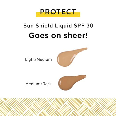 Protetor Solar Tonalizante MyChelle Dermaceuticals Sun Shield Liquid SPF 30 Light/Medium 30ml – Base Leve com Argila Bentonita Absorvente de Óleo – Use como Maquiagem ou Base Sheer