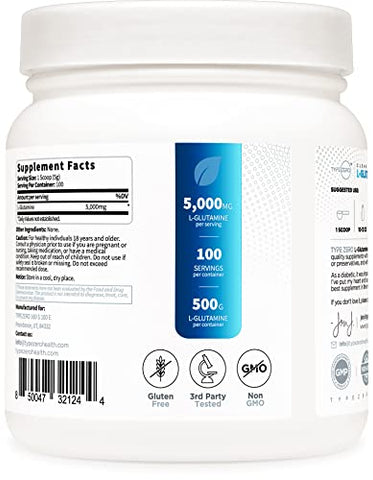 L-Glutamine em Pó (500g) – Suplemento Puro de L-Glutamina para 3 Meses – Vegano, Sem Glúten, Sem Aditivos - Type Zero