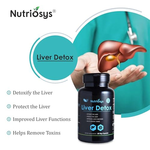 Nutriosys - Desintoxicação do Fígado 90 Cápsulas Vegetarianas, Suplemento para um Sistema Saudável, Cápsulas de Vitaminas para Homens, Mulheres e Adultos, Multivitaminas em Cápsulas, Suplementos de Vitaminas
