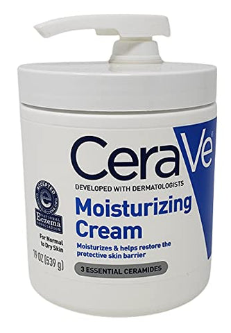 Pacote de Creme Hidratante – Inclui Pote de 19 oz com Bomba e Tamanho de Viagem de 1,89 Ounce – Sem Fragrância – CeraVe Creme Hidratante - CeraVe