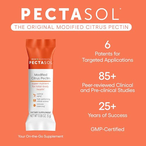 EcoNugenics - PectaSol Modified Citrus Pectin – 15 Sachês de 5g – Suplemento para Saúde Total do Corpo, Apoio ao Coração, Sistema Imunológico e Resposta Inflamatória