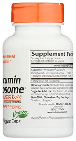 Doctor's BEST - Doctor’s Best Curcumin Phytosome Meriva – 60 Cápsulas Veganas (1 Pacote)