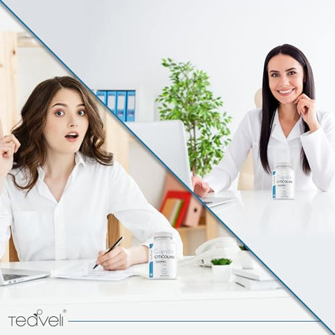Teaveli - Cognizin Citicoline – 500mg Suplemento de CDP Colina – Estudo Clínico Comprovado para Apoiar Clareza, Concentração e Memória – Forma Mais Bioacessível de Colina – Marca Cognizin