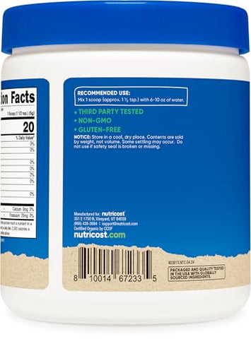 Pó de Abacaxi Orgânico Nutricost (227g) – Certificado Orgânico pelo USDA, Desidratado por Congelamento, Pó de Suco de Abacaxi, Sem Glúten