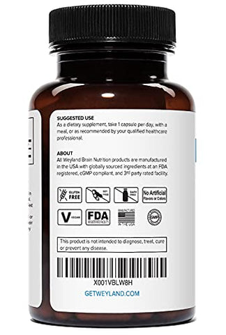 Weyland Brain Nutrition - Lithium Orotate 20mg (3 Frascos), 180 Cápsulas Vegetarianas, Suporte de Humor, Comportamento, Memória e Bem-Estar