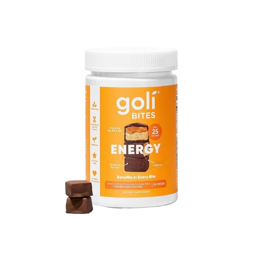 Nutrition Energy Bites Sabor Chocolate Caramelo Salgado, Cafeinado, Vegetariano, Sem Glúten e Sem Conservantes Adicionados, 30 Unidades (Embalagem de 1) - Goli