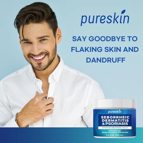PURESKIN - Creme Dermatite Seborreica Ketoconazol: Tratamento Psoríase Eczema para Pele Couro Cabeludo – Alívio Natural para Descamação Irritação 100ml
