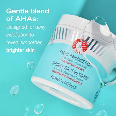 Facial Radiance Pads – Pads Diários Esfoliantes com AHA que Auxiliam no Tônus Facial | Primeiros Socorros para a Pele - First Aid Beauty