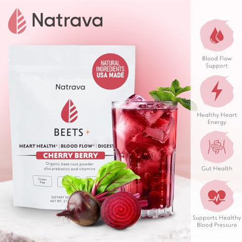 Natrava - Beets: Pó de Raiz de Beterraba 100% Orgânico com Vitaminas – Mistura em Pó – 200g
