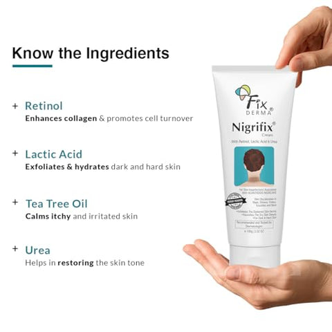 Nigrifix Creme para Acanthosis Nigricans com Ácido Lático | Creme com Retinol Testado por Dermatologistas | Útil para Partes Escuras do Corpo como Pescoço, Tornozelos, Axilas | 50g - FIXDERMA