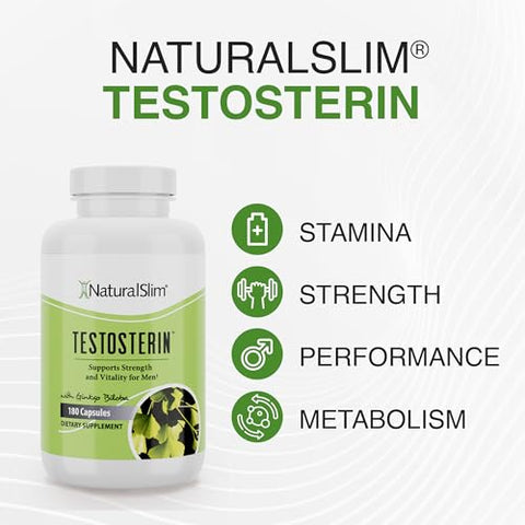 Testosterin – Multivitamínicos Masculinos para Aumento de Testosterona – Suplemento com Vitamina B3, Zinco e Mistura Exclusiva - NaturalSlim