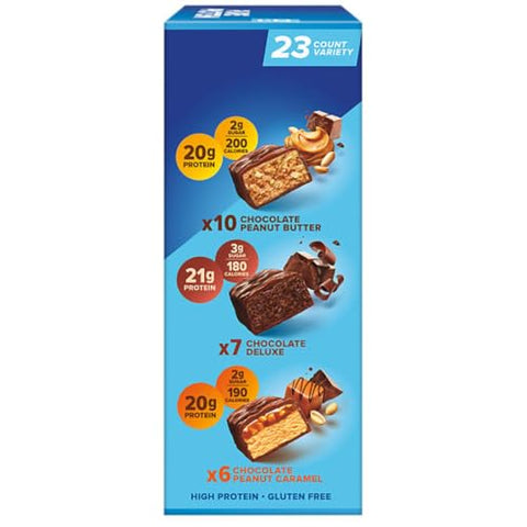 SHOPAAHOLICS - Conjunto Fitness Shopaaholics, Pack Variado de Barras de Proteína Pura Sem Glúten de Chocolate 23 un, Garrafa Shaker com Bola de Mistura, Caixa de Pílulas de Alumínio