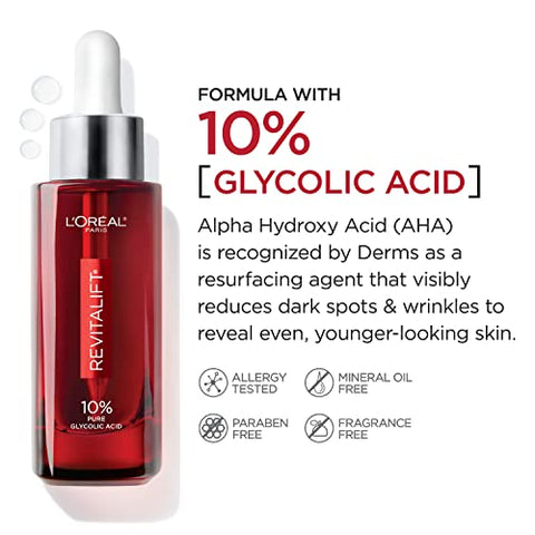 L'Oreal Paris - L’Oreal Paris Revitalift 10% Ácido Glicólico Puro – Sérum Facial, Uniformiza o Tom