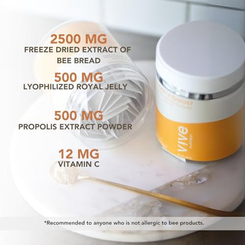 VIVE NUTRITION - Queen’s Boost – Pólen de Abelha Sem Açúcar, Geleia Real – 100g
