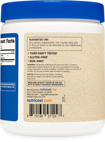 Pó de Cogumelo do Leão Orgânico (227 Porções) – Certificado USDA Orgânico, 8 oz (227g) - Nutricost