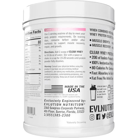 Nutrition Clear Whey – Proteína Isolada 100% Whey para Crescimento Muscular e Força – 500g - Evlution