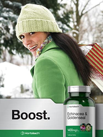 Cápsulas de Equinácea e Hydrastis | 1400mg | 300 Unidades | Vegetariano, Não-OGM, Livre de Glúten | Extrato de Suplemento - Horbäach