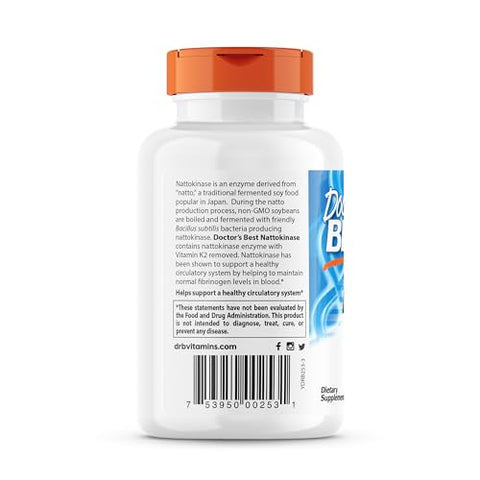 Doctor's BEST - Doctor’s Best Nattokinase – Veggie Caps Vegan, Sem Glúten, Não-OGM, 270 cápsulas vegetais