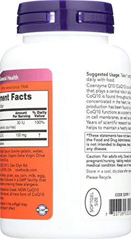 NOW Foods - Now Foods Coq10 100mg – 150 Soft Gels | Energia e Saúde | Comprimidos de Coenzima Q10