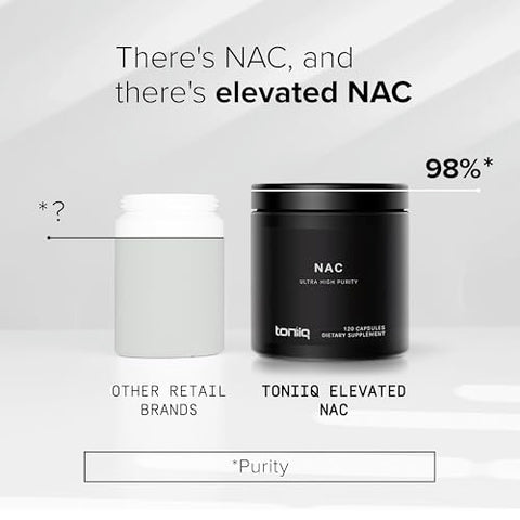1300mg NAC – Suprimento de 2 Meses – Pureza Testada Mín. 98%% – Suplemento de Cisteína NAC de Alta Potência e Bioacessível – 120 Cápsulas Vegetarianas de N Acetil Cisteína – Testado em Laboratório TQ - Toniiq