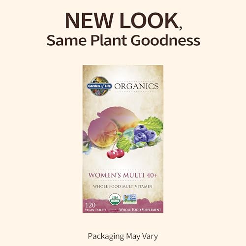 Organics Vitaminas para Mulheres 40 Plus – 120 Comprimidos, Multivitamínico Feminino 40 Plus, Vitaminas Veganas para Mulheres Acima de 40, Hormônios - Garden of Life