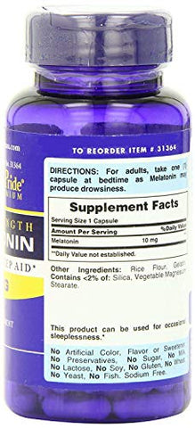 Puritan's Pride - Puritan’s Pride Melatonina 10 mg – Auxílio para dormir e relaxar – 120 cápsulas (3-Pack)