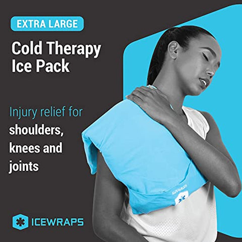 12″x21″ – Bolsa de Gelo Extra Grande com Capa de Tecido Macio | Bolsa de Gelo de Argila para Fisioterapia | Bolsas de Gelo Macias Reutilizáveis Azuis - ICEWRAPS